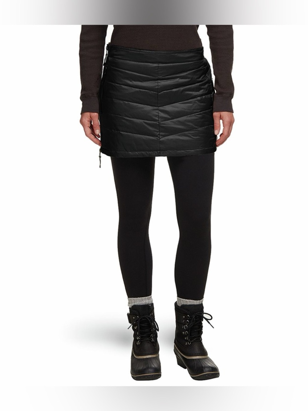 SKHOOP Black Quilted Down Filled Mini Outdoors Skirt Size M